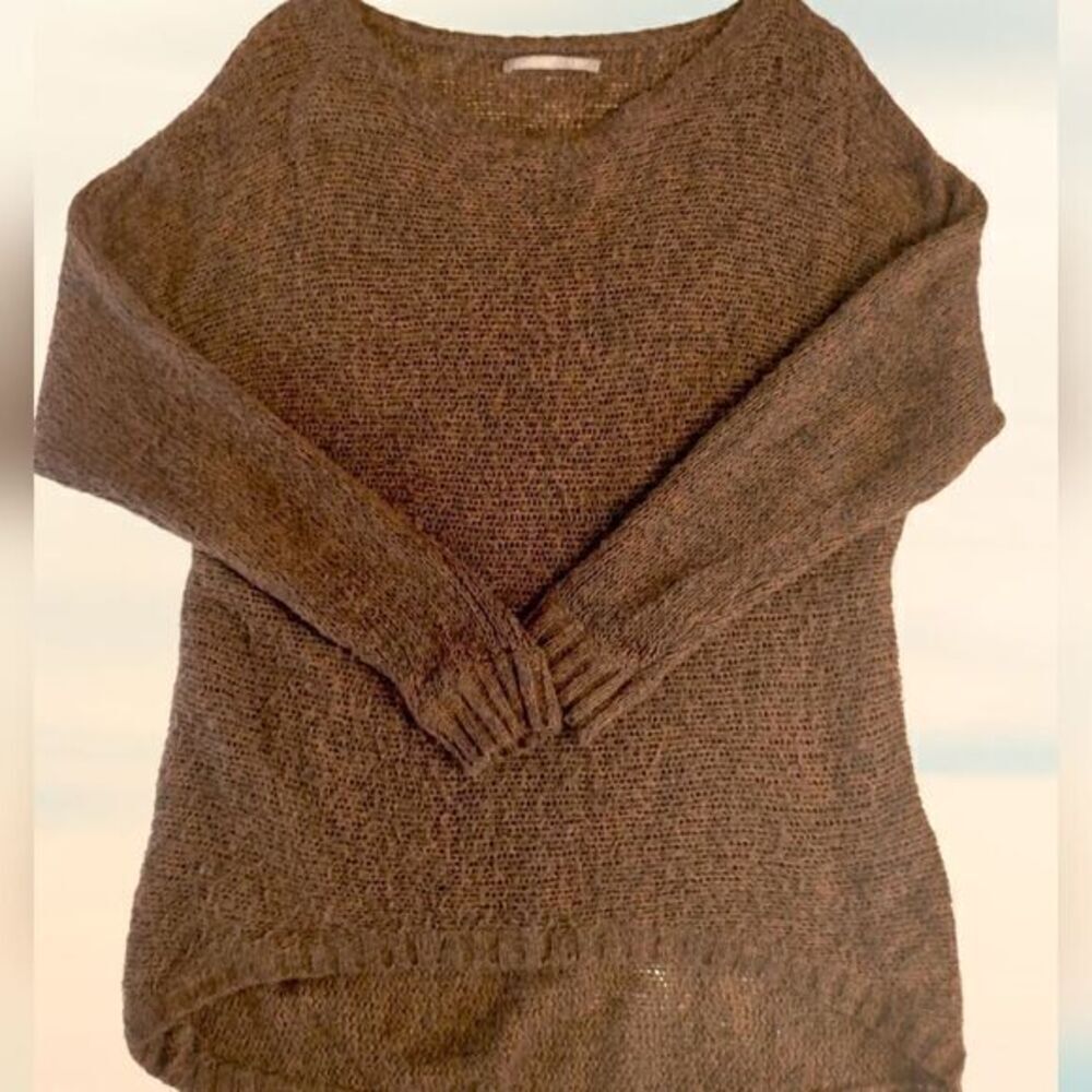 RUBBISH High Low Brown Crochet Sweater